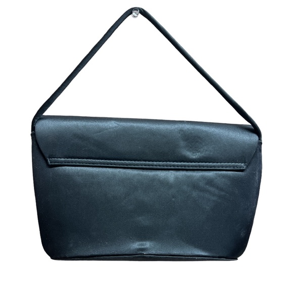 Carolee Black Satin Evening Bag Purse with Silver Lizard Handbag Clutch - Picture 3 of 5